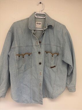 GASP by Gallucci Vintage Denim Shirt Jacket with Western Details